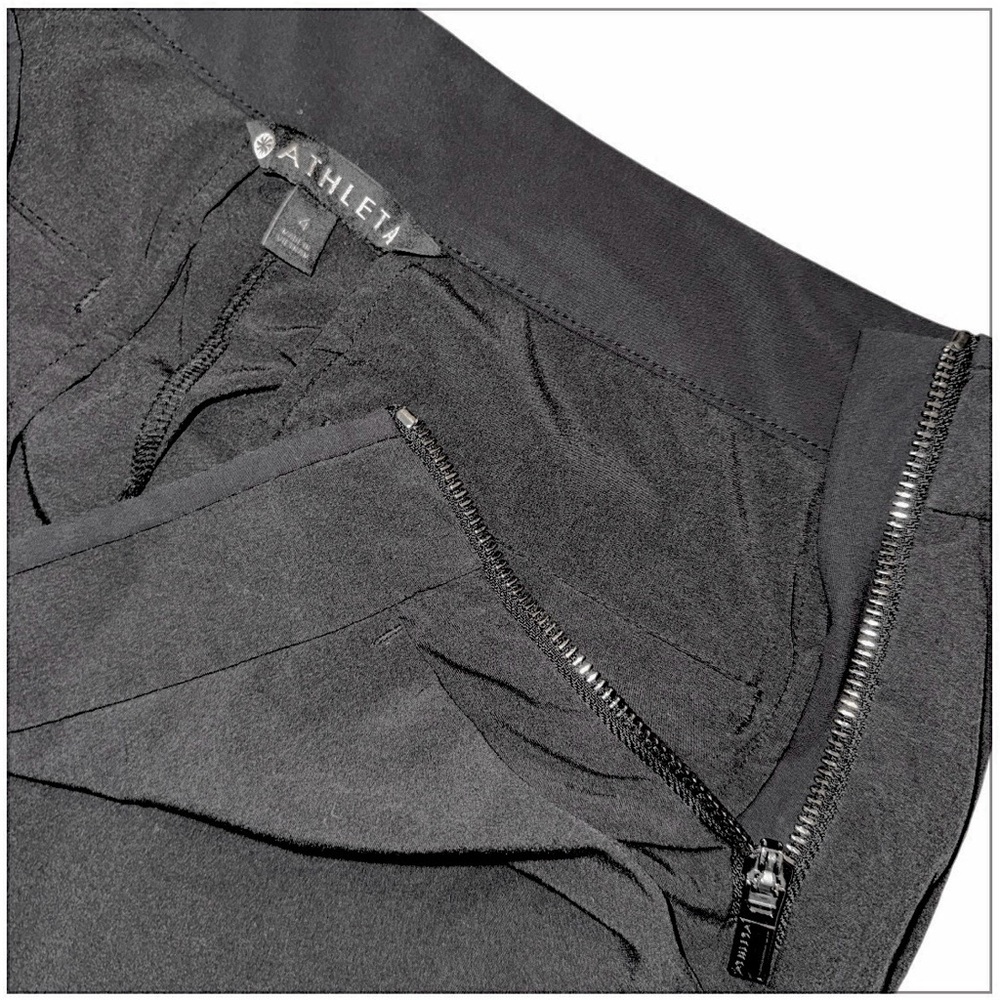 Athleta Gramercy Track Wide Leg Pants Black Size 4 Side Zip Snap Hem Trouser - Picture 6 of 7